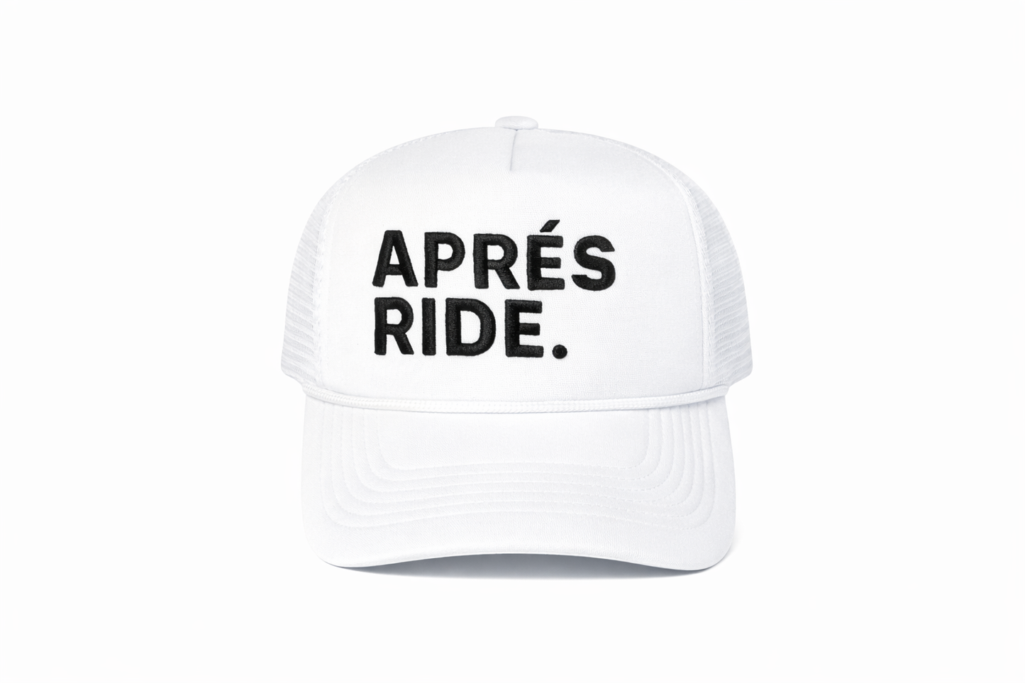 APRÉS RIDE. Trucker HAT WHITE - Embroidery